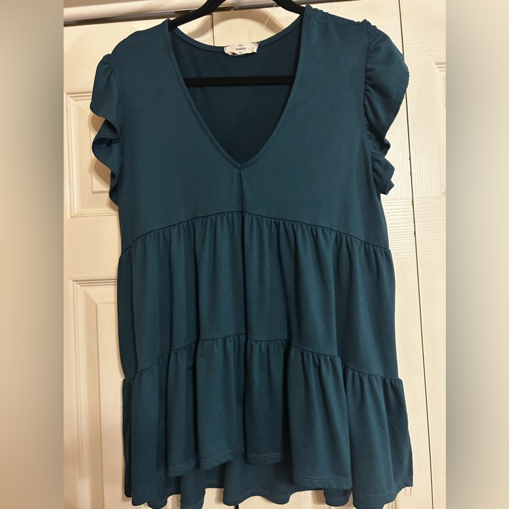 Green ruffle top